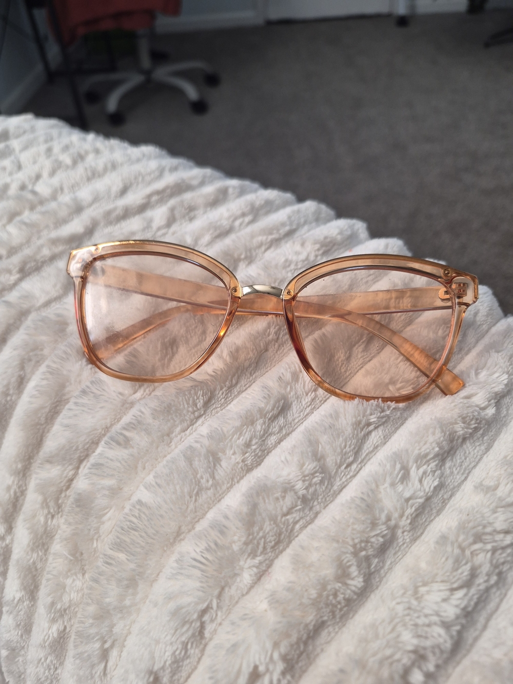 Bright Orange Translucent Cat Eye Tinted Lens Sunglasses Gold Bridge